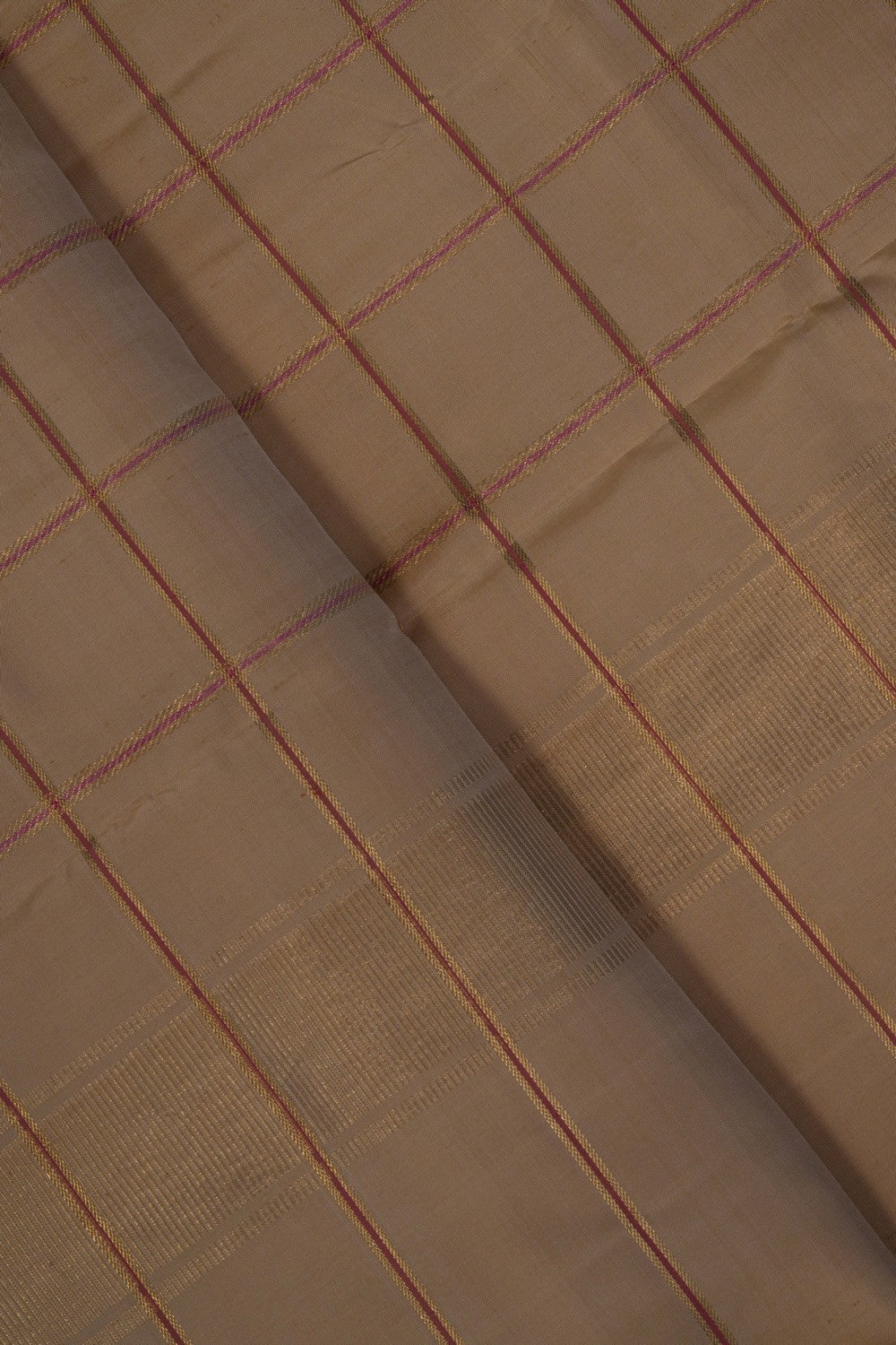 Image of Kanchi Silk Beige Dhoti With Kanduva (8 X 4)